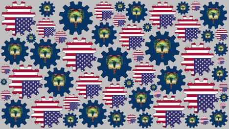 y la bandera estadounidense de vermont engranajes girando fondo