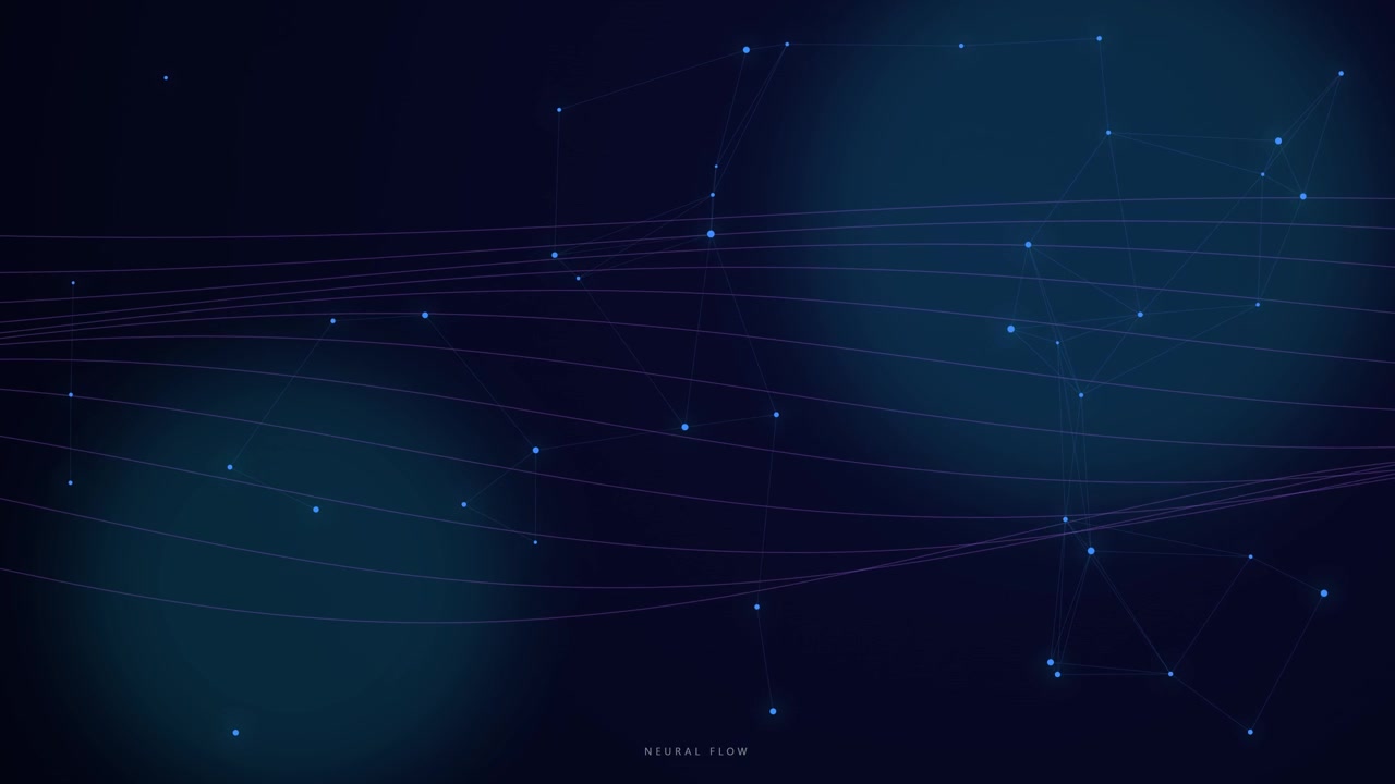 Abstract Digital Network Connection with Flowing Lines and Glowing Nodes