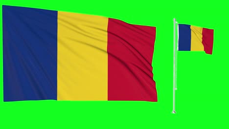 Greenscreen-Schwenkt-Rumänien-Flagge-Oder-Fahnenmast