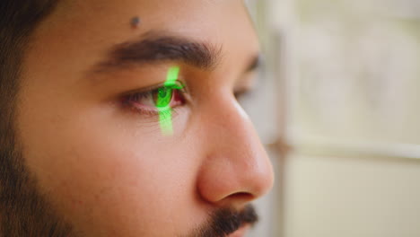 closeup of a slit lamp machine testing a patient's