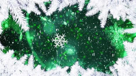 Animation-Von-Schnee,-Der-über-Den-Weihnachtstannenbaum-Fällt