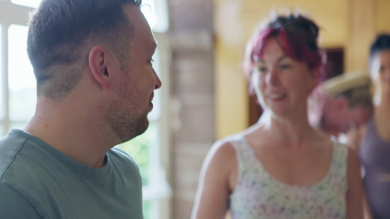 Group of people having a yoga class
