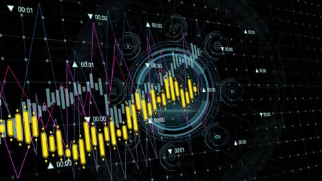 animation of data processing and data protection text banner and biometric fingerprint scanner