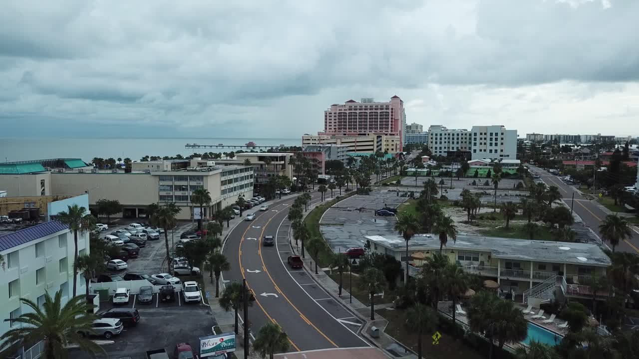 Clearwater Florida, Hyatt Regency,  Highway, Pink, Aerial, Cloudy, Parking lots