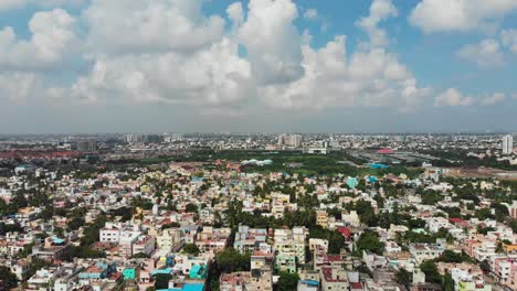 aerial view of the area known as saligramam in chennai. it is a residential locality situated in the western part of chennai, tamil nadu, india.