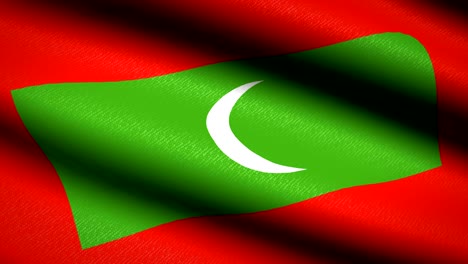 maldives flag waving textile textured background. seamless loop animation. full screen. slow motion. 4k video