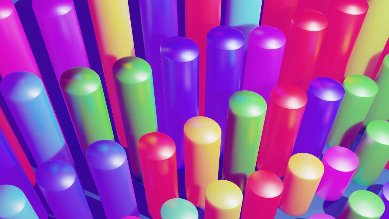 infografías abstractas de columnas multicolores en filas, hermoso fondo para transmisión analítica. fondo de bucle brillante con animación suave. matriz de barras adecuadas para temas financieros