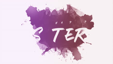 cheerful easter egg with a pop of purple paint and happy easter typography