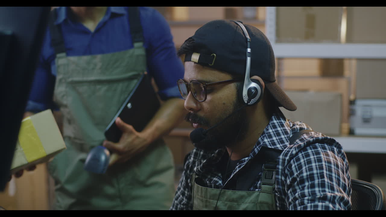 Warehouse Workers Inspecting and Processing Orders