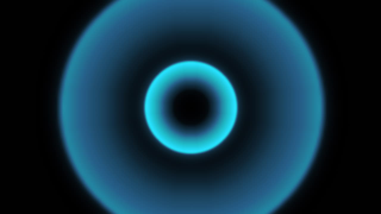 Blue Circular Radio Diminishing Wave Radar Signal Motion Graphic with Black Background. Pulse from Central Point. Use Add or Screen to Remove Background. VFX Animation.