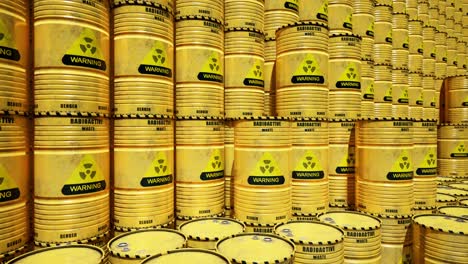 stacked radioactive waste barrels
