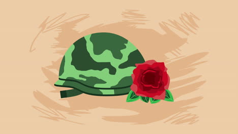military helmet with rose - memorial