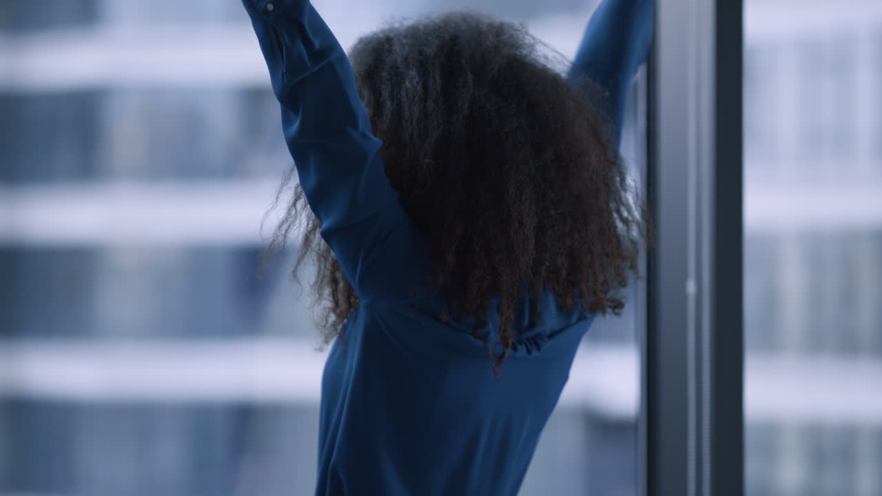 Cute african american businesswoman in modern office