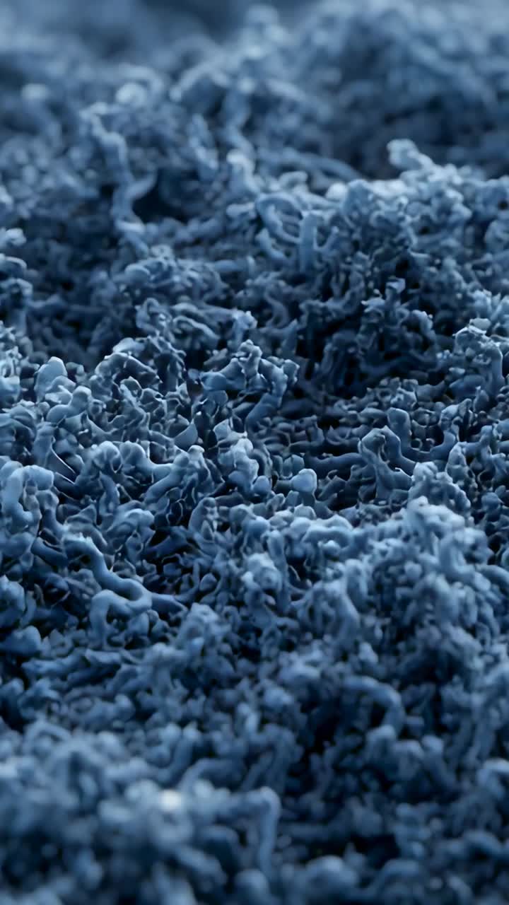 Vertical video: Macro cam moving over curls in studio with focus plane and parallax showing detail
