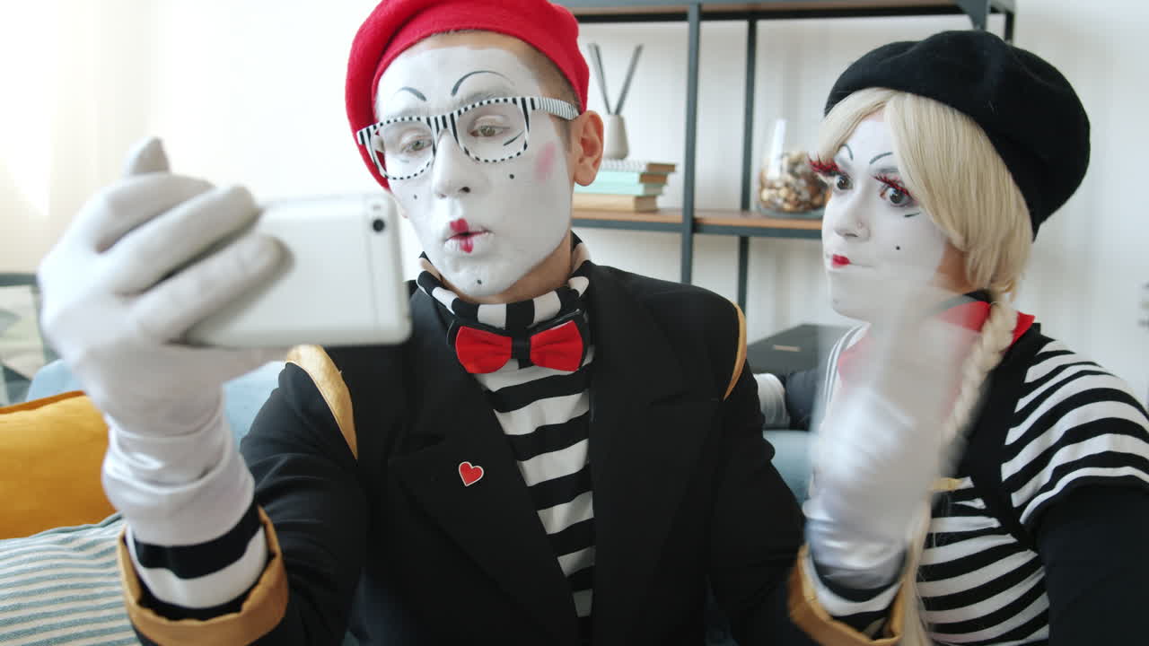 Mime Artists Taking a Selfie