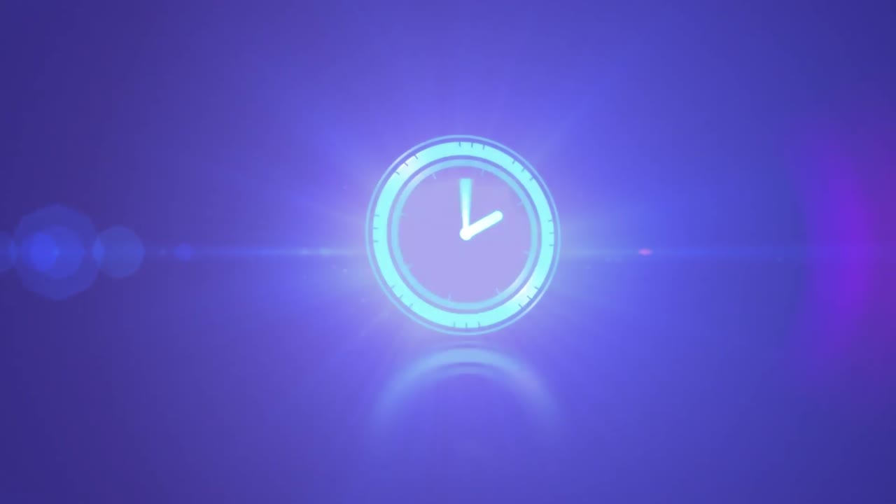 Animation of clock on dark blue background
