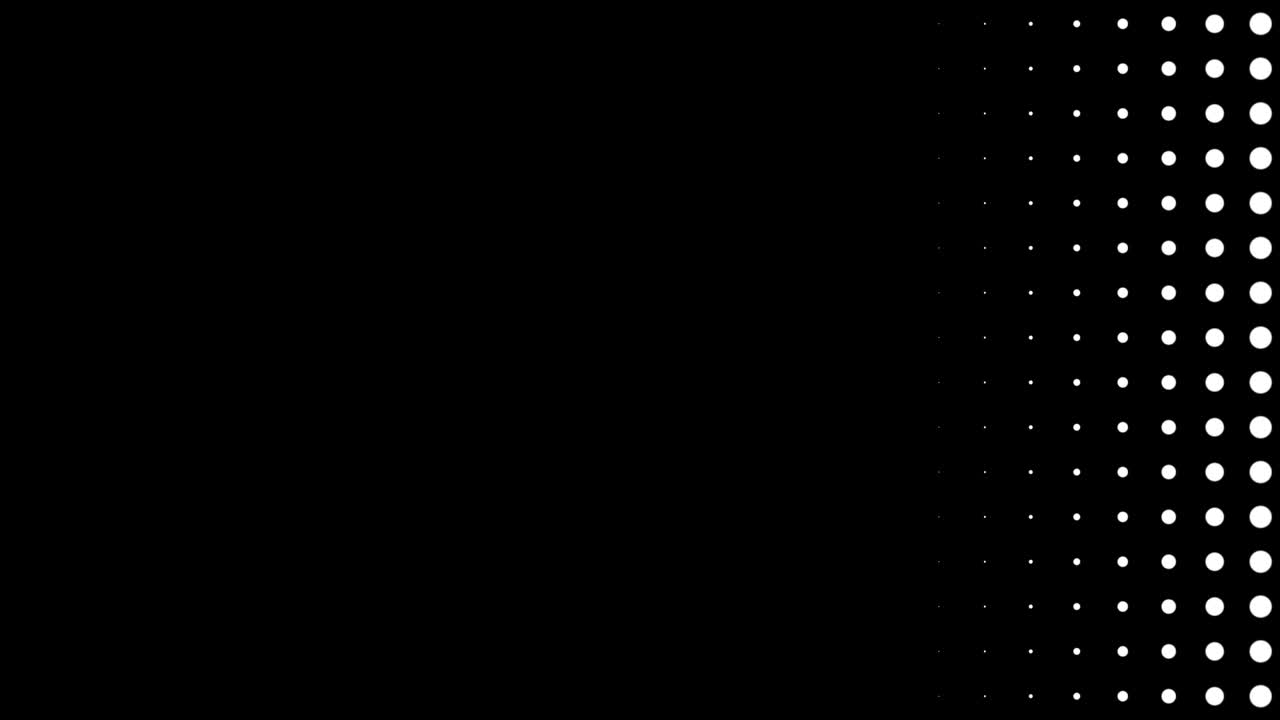 composición dinámica en blanco y negro con escala de puntos. animación de patrones retro y vintage