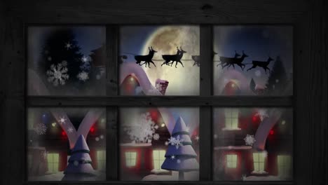 Animation-of-window-view-and-christmas-decoration