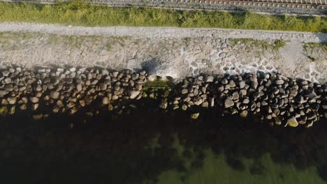 Bird's Eye View Shot of Calm River Water Against Rocks at Day Time