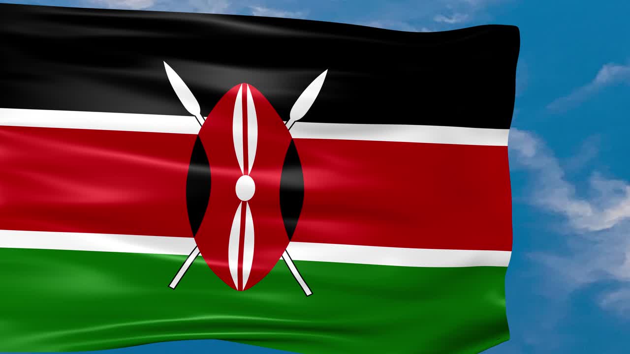 파란 하늘 배경에 바람에 흔들리는 케냐 발의 비디오 애니메이션