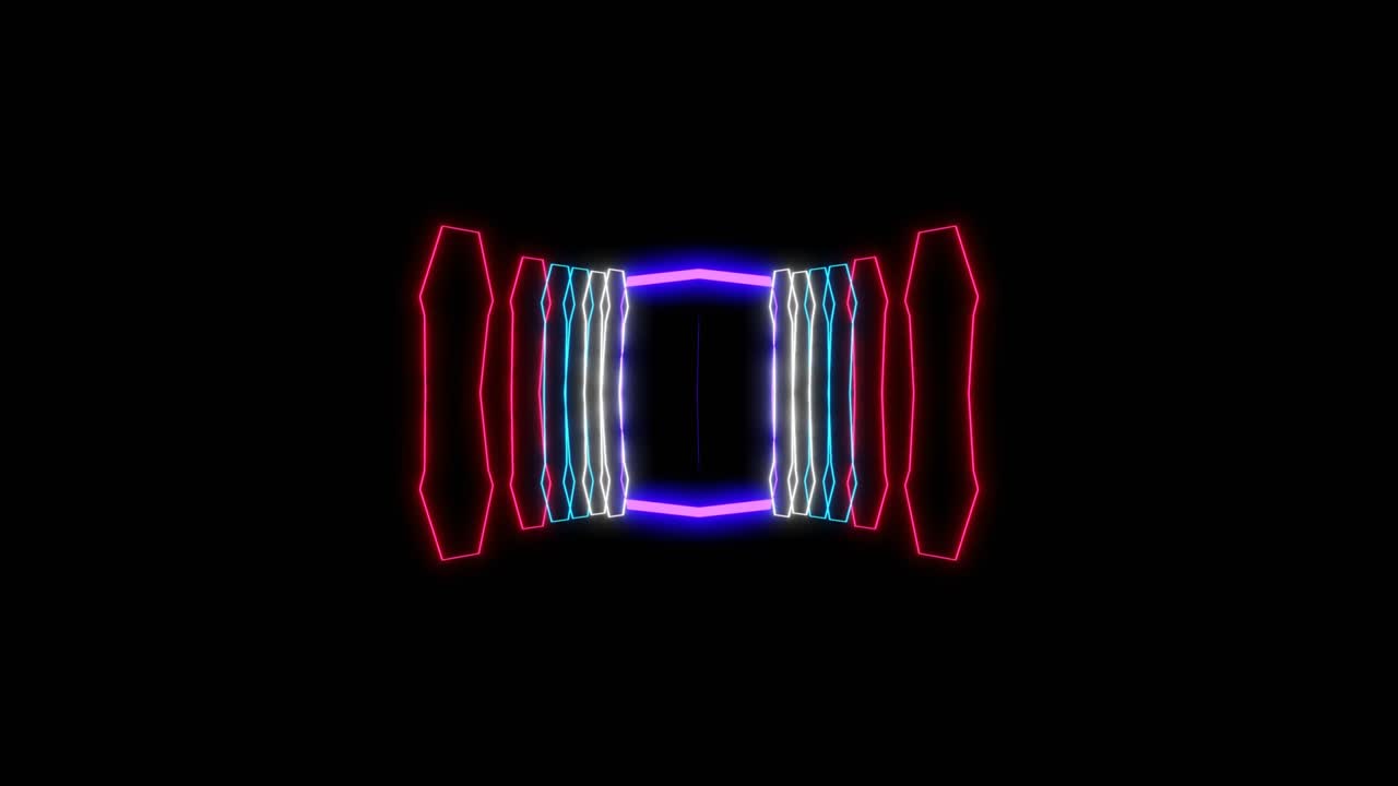Abstract geometric animation. Neon lights. Loop able. Music background. Abstract geometry shapes