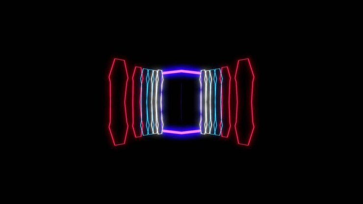 Abstract geometric animation. Neon lights. Loop able. Music background. Abstract geometry shapes