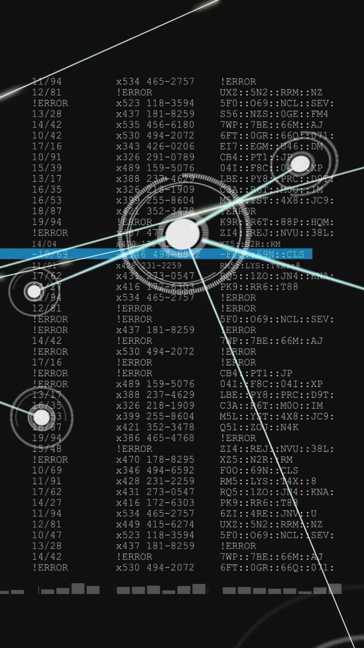 Point moving lower-left, forming system hub, rings expanding, cyan bar marking ERROR, mapping