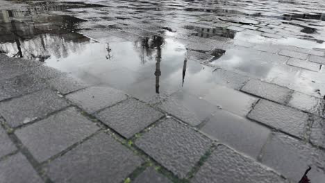 rainy city street with reflections