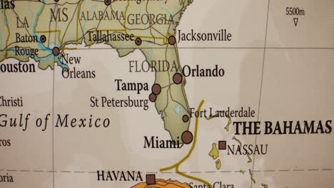 a detailed map showing florida, the gulf of mexico, and the bahamas