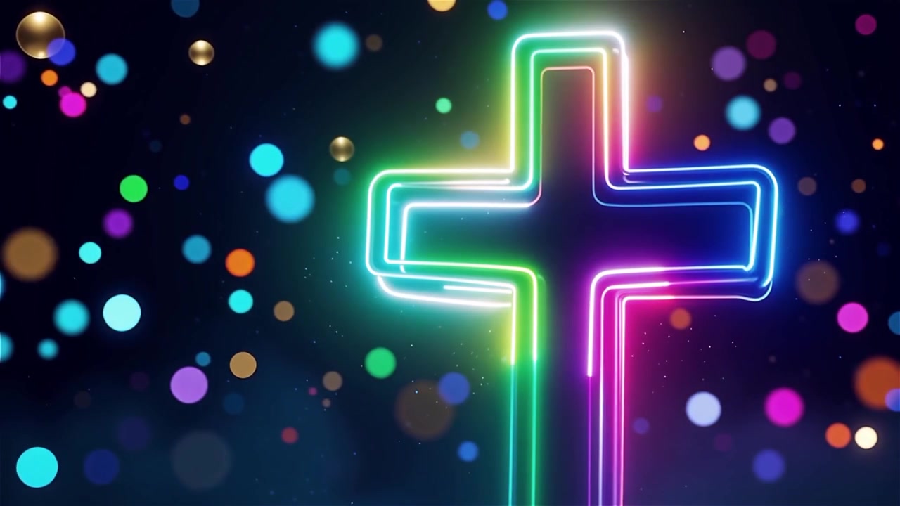 Christliches Kreuz, himmlisches Licht, Anbetungshintergrund.