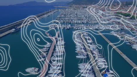 topography patterns against aerial view of the port harbor