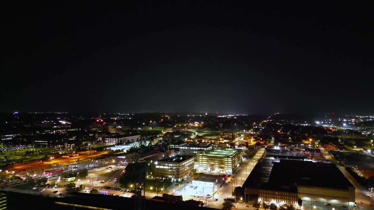 Construction industry, building illuminations, Indianapolis cityscape