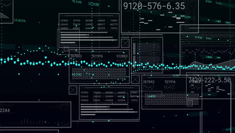 animación del procesamiento de datos sobre un fondo negro
