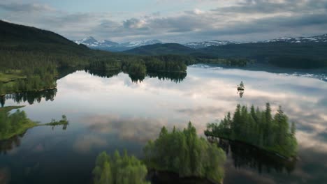 a forward flight above the vast avan lake in norway