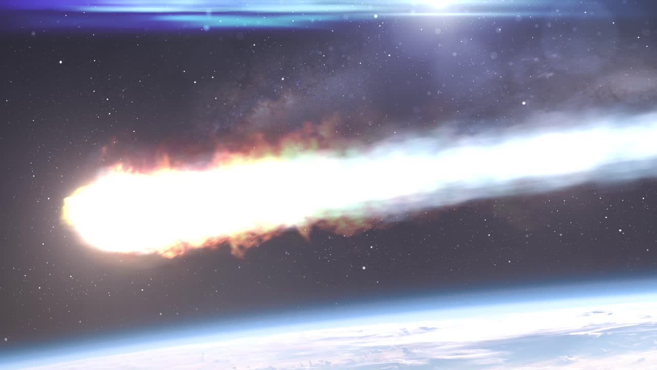 impacto de un asteroide en la tierra desde el espacio