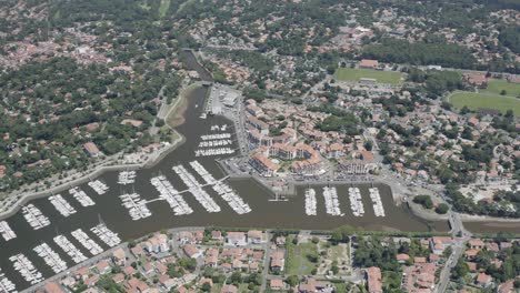 Drone-Aerial-views-of-the-french-harbour-town-Capbreton-in-the-aquitaine-region-of-the-south-of-france