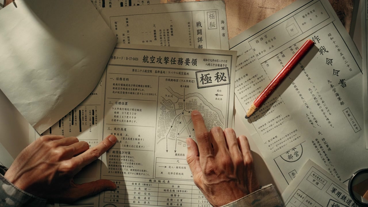 古いアーカイブ文書のページに印をつける手。