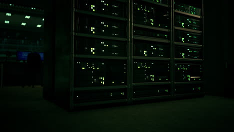 network server room with computers for digital tv ip communications