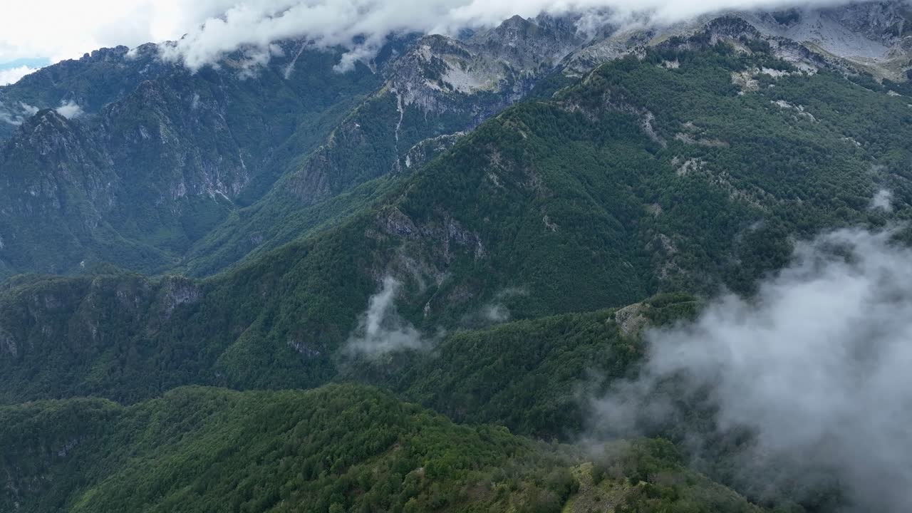 Green Lush Mountains in Theth National Park Majestic Scenery AERIAL