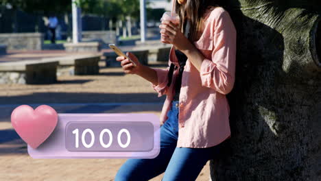 adolescente pasando el rato en el parque enviando mensajes de texto 4k