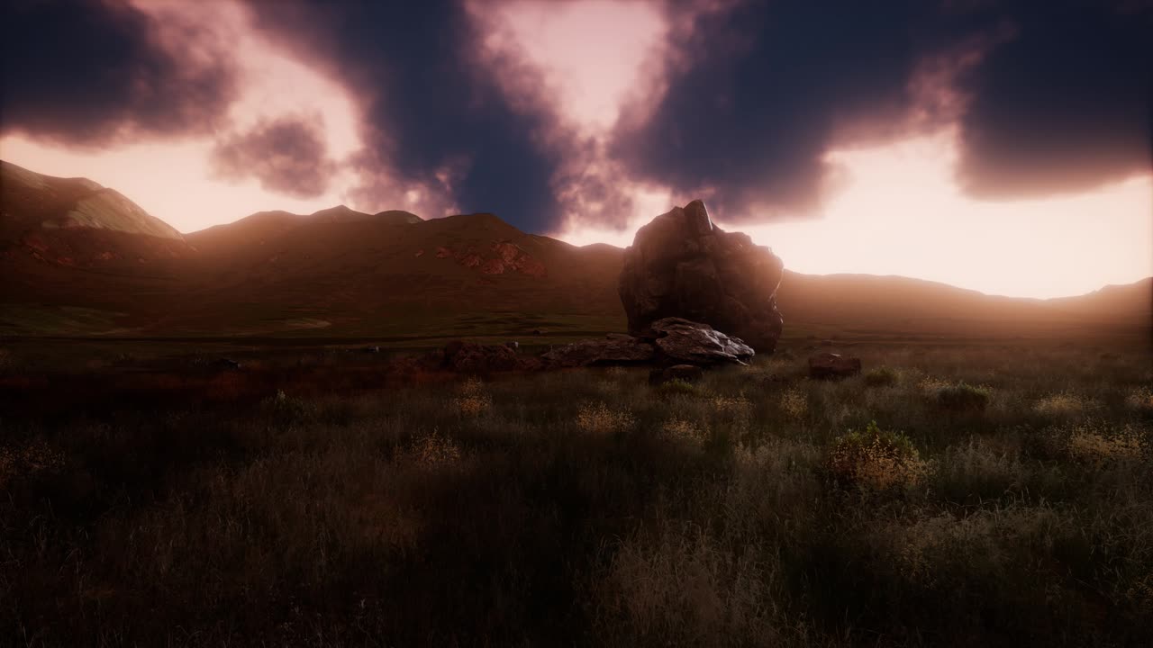 안개 속 에 있는 공중 의 초록색 언덕 풍경