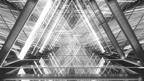 fondo de animación monocromática abstracta. textura de diseño de luz creativa en blanco y negro por medio de estructuras triangulares, para mostrar la vista de bucle moviéndose en el fondo triangular. concepto de bucle sin costuras.