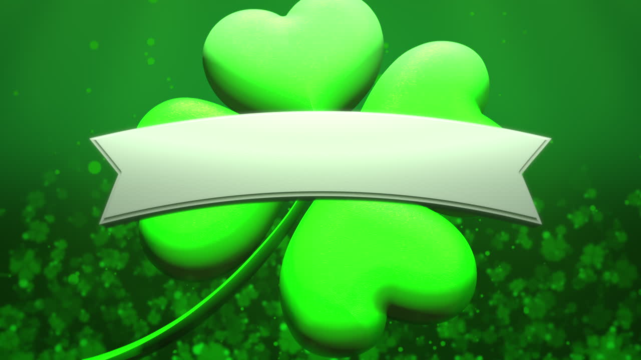 animación primer movimiento gran trébol verde en el día de san patricio fondo brillante