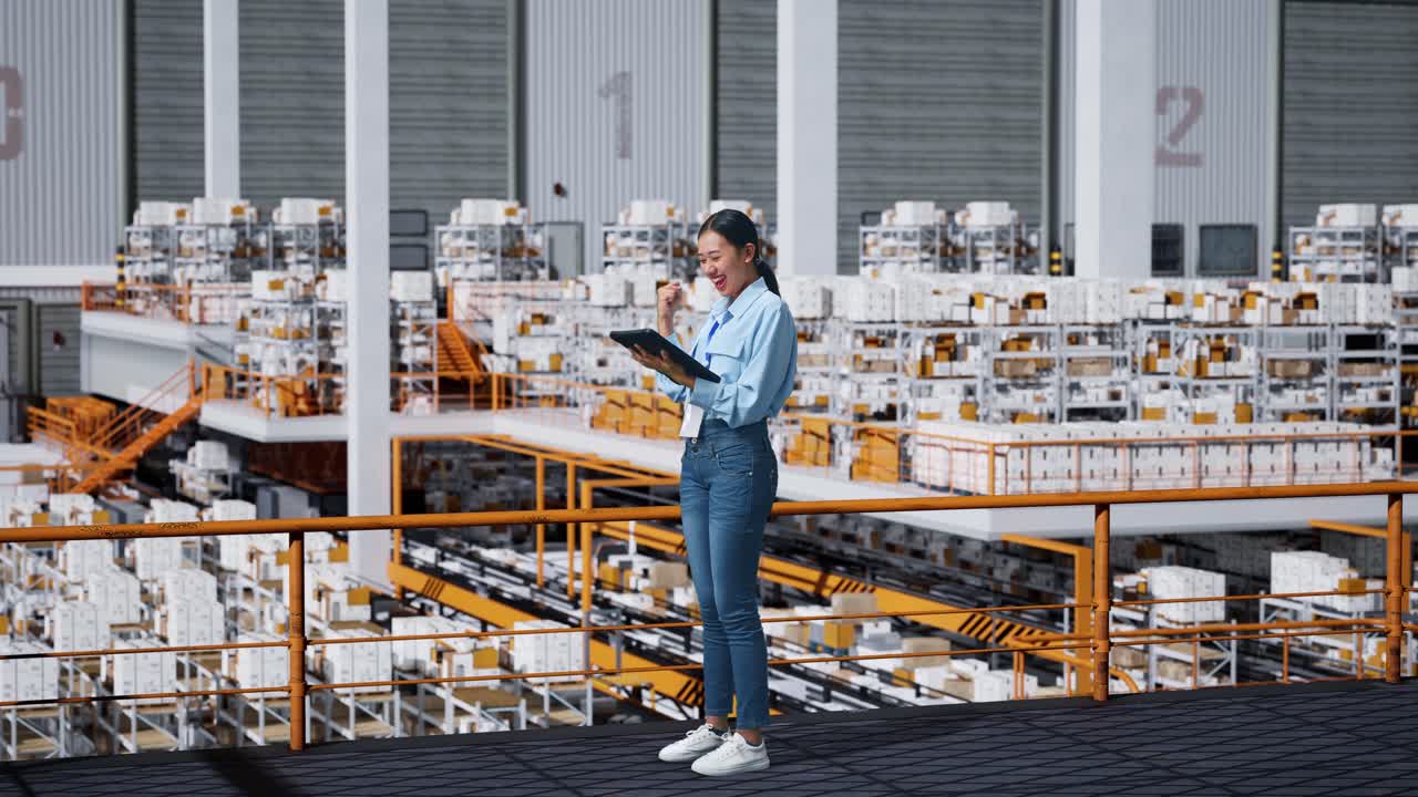 trabajador de almacén que utiliza una tableta