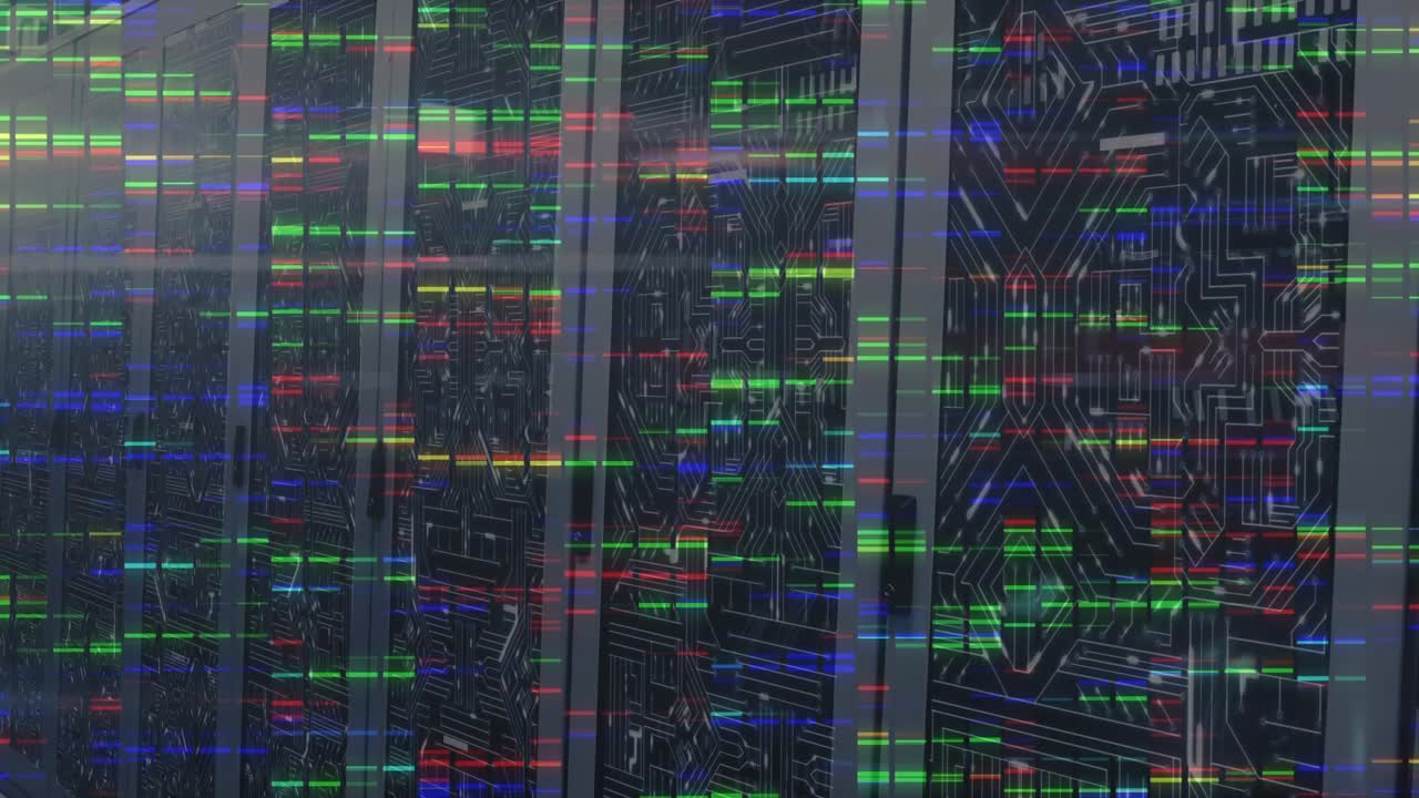 Animation of shapes over server room