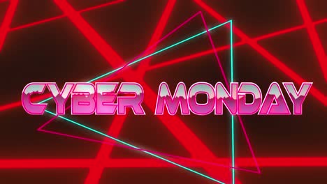 Animation-Von-Cyber-Monday-Text-über-Neonlichtern