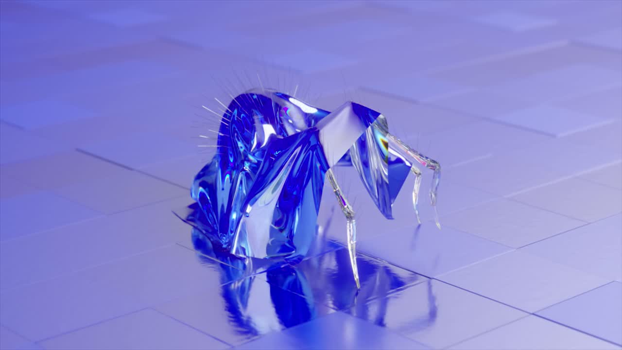 Abstract Blue Glass Sculpture