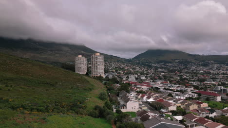 drone shot of cloudy day in cape town, south africa
