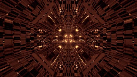 Immersing-into-three-dimensional-golden-illuminated-infinite-space-tunnel