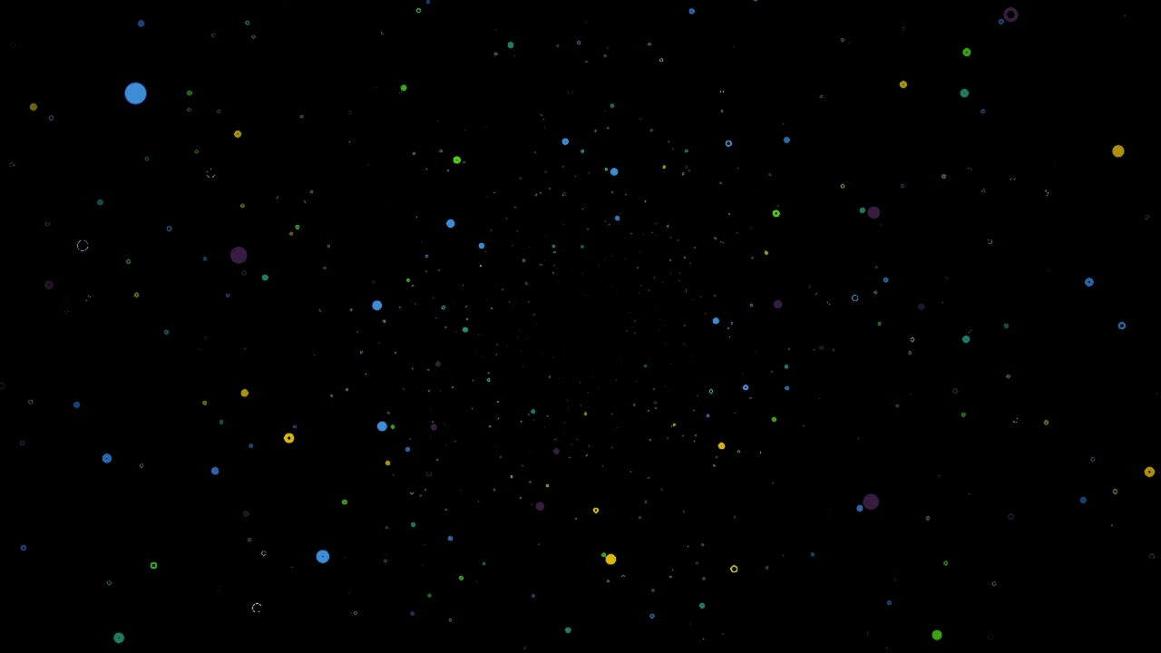 Abstract Motion Background with Floating Colorful Particles on Black